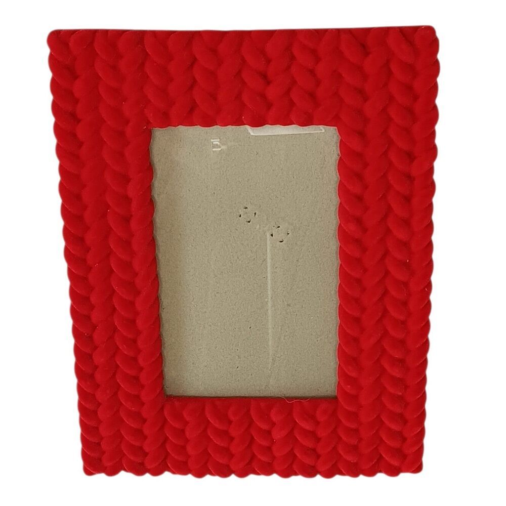 Red Velvet Flocked Photo Frame Fuzzy Braided Design 8.5x6.5 Photo 3.5x5.5 Unique